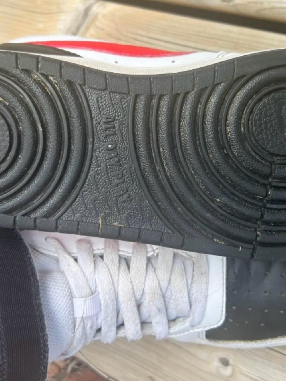 Nike Kids White Black Red High-Top Sneakers with Strap - Picture 3 of 3